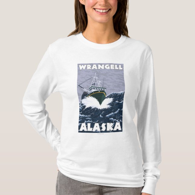 Fischerboot-Szene - Wrangell, Alaska T-Shirt (Vorderseite)