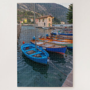 Fischerboote am See in Riva del Garda Italien Puzzle