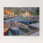 Fischerboote am See in Riva del Garda Italien Puzzle<br><div class="desc">Dieses landschaftliche Puzzle beinhaltet bunte Fischerboote an der Riva del Garda in Italien #travel #jigsawpuzzle #stockingstuffers #games #games</div>