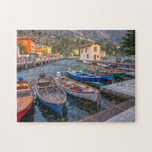 Fischerboote am See in Riva del Garda Italien Puzzle