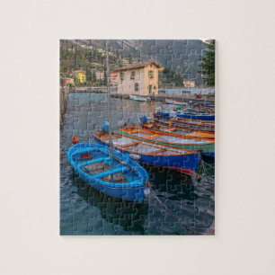 Fischerboote am See in Riva del Garda Italien Puzzle