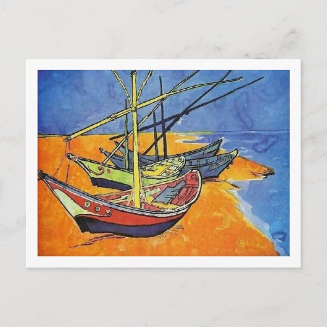 Fischerboote am Strand Van Gogh Fine Art Postkarte (Vorderseite)