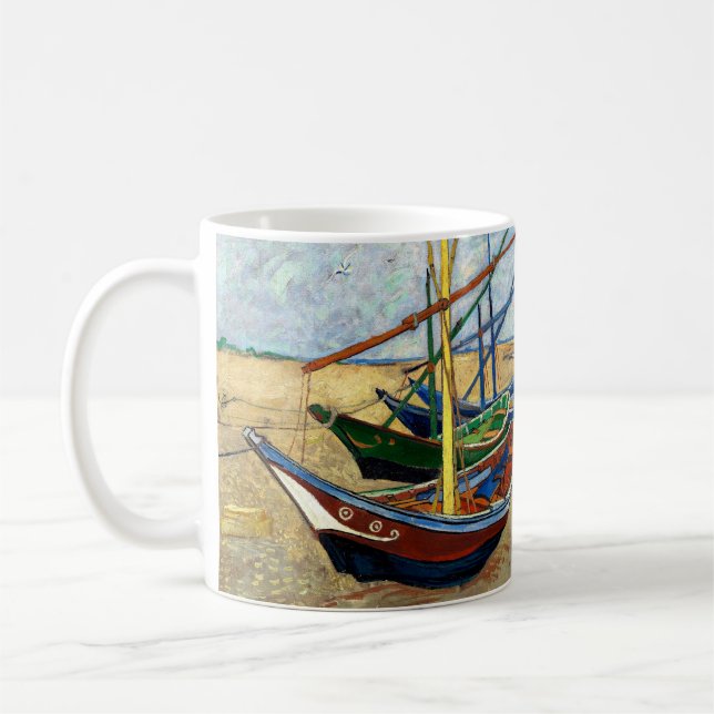 Fischerboote am Strand von Saintes-Maries - Van Go Kaffeetasse (Links)