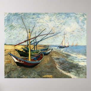 Fischerboote am Strand von Saints-Maries Poster