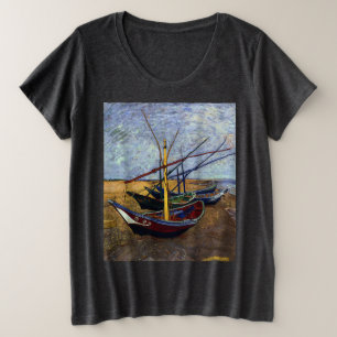 Fischerboote am Strand von Van Gogh Große Größe T-Shirt
