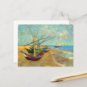 Fischerboote am Strand von Vincent van Gogh Feiertagspostkarte