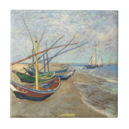 Fischerboote am Strand von Vincent Van Gogh Fliese