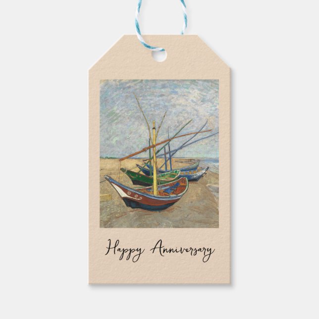 Fischerboote am Strand von Vincent Van Gogh Geschenkanhänger (Vorderseite)