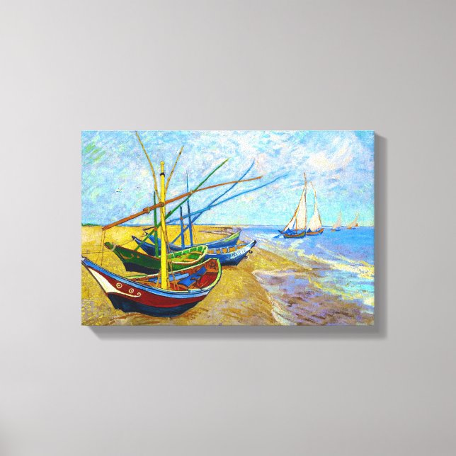 Fischerboote am Strand von Vincent Van Gogh Leinwanddruck (Vorderseite)
