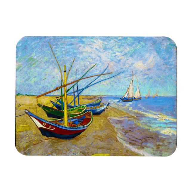 Fischerboote am Strand von Vincent Van Gogh Magnet (Horizontal)