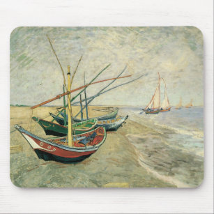 Fischerboote am Strand von Vincent van Gogh Mousepad