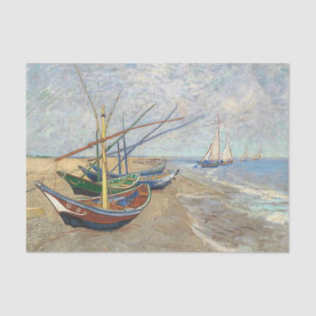 Fischerboote am Strand von Vincent Van Gogh Seidenpapier (Vorderseite)