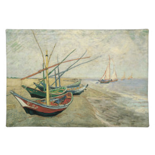 Fischerboote am Strand von Vincent van Gogh Tischset