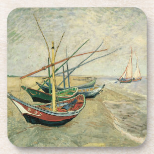 Fischerboote am Strand von Vincent van Gogh Untersetzer