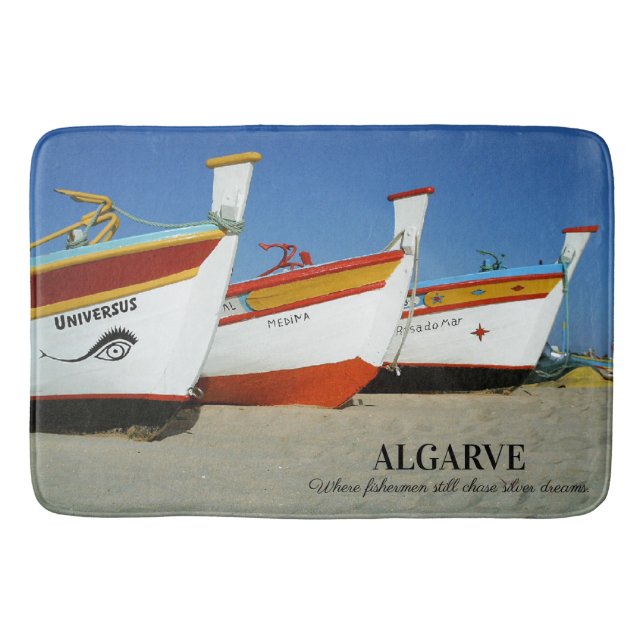 Fischerboote auf dem Foto der Algarve Badematte (Vorderseite)