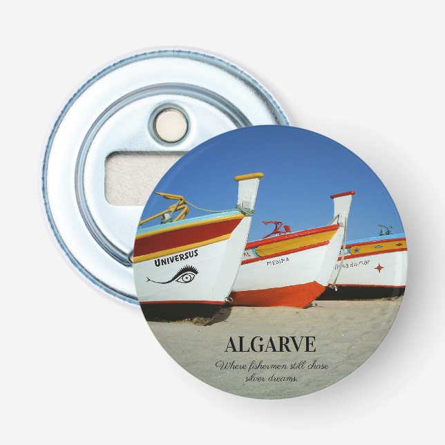 Fischerboote auf dem Foto der Algarve Flaschenöffner (Vorderseite)