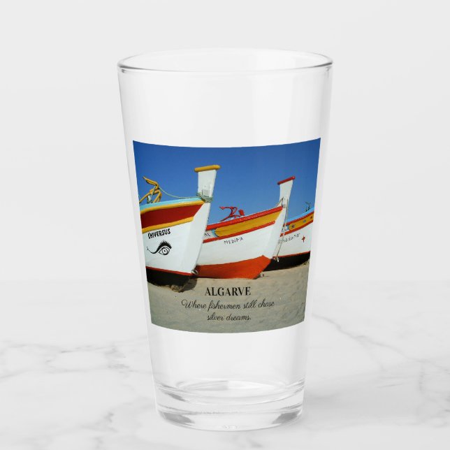 Fischerboote auf dem Foto der Algarve Glas (Vorderseite)