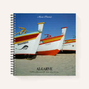 Fischerboote auf dem Foto der Algarve Notizbuch