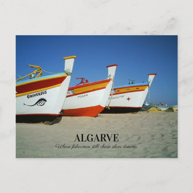 Fischerboote auf dem Foto der Algarve Postkarte (Vorderseite)