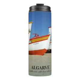 Fischerboote auf dem Foto der Algarve Thermosbecher