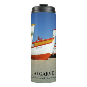 Fischerboote auf dem Foto der Algarve Thermosbecher