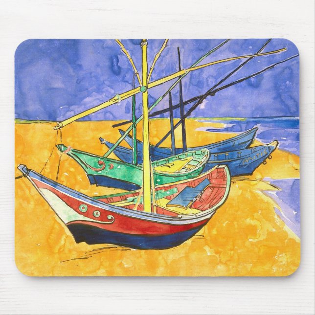 Fischerboote Beach Saintes-Maries Van Gogh Fine Mousepad (Vorne)