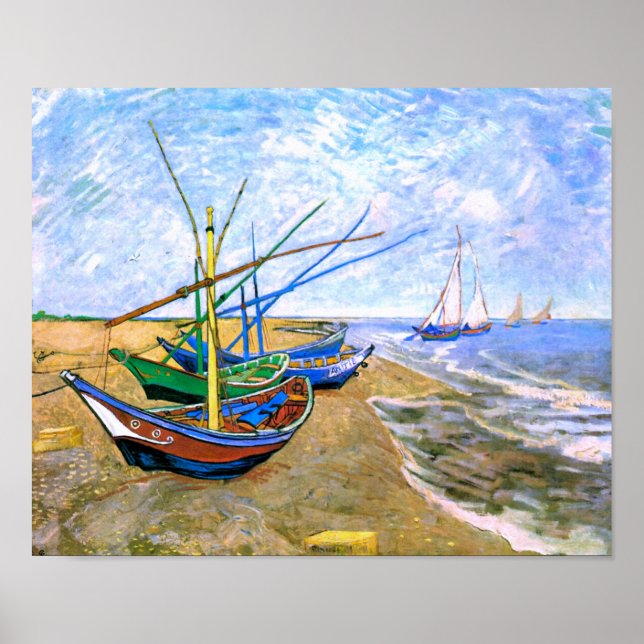 Fischerboote Beach Saintes-Maries Van Gogh Fine Poster (Vorne)