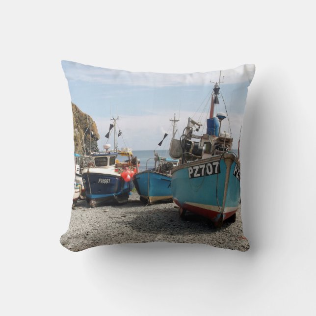 Fischerboote Cadgwith Cornwall England Kissen (Vorderseite)