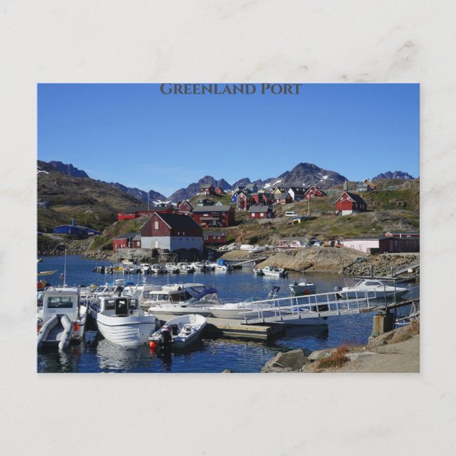 Fischerboote des grönländischen Hafens Postkarte (Vorderseite)