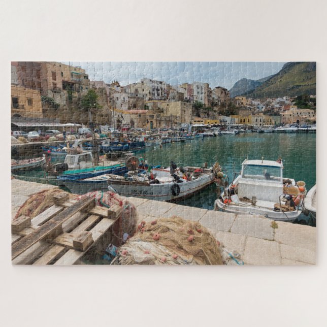 Fischerboote im Hafen Castellammare Del Golfo Puzzle (Horizontal)