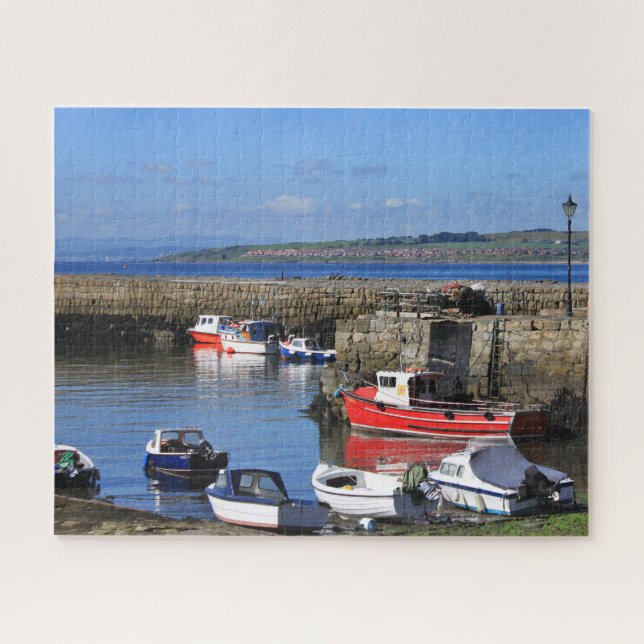Fischerboote im hübschen Hafen - Schottland Puzzle (Horizontal)