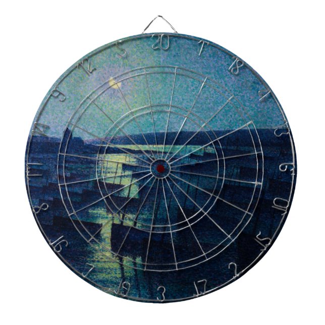 Fischerboote im Mondlicht (Camaret, Frankreich) Dartscheibe (vorne)