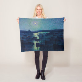 Fischerboote im Mondlicht (Camaret, Frankreich) Fleecedecke