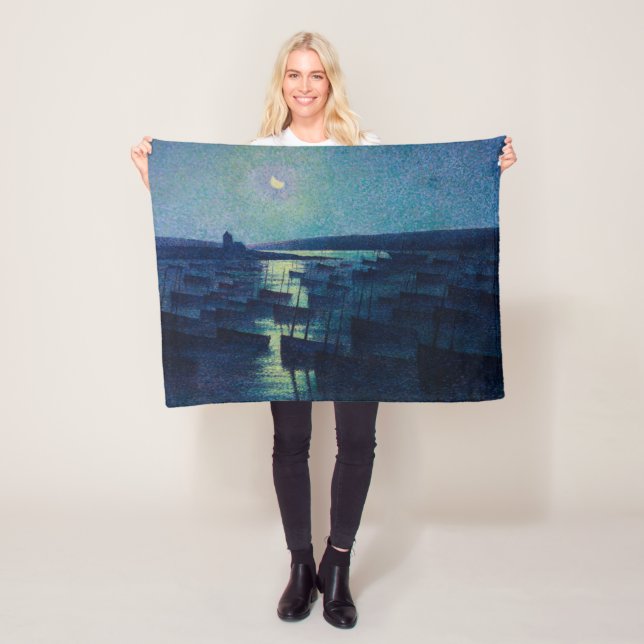 Fischerboote im Mondlicht (Camaret, Frankreich) Fleecedecke (Beispiel)