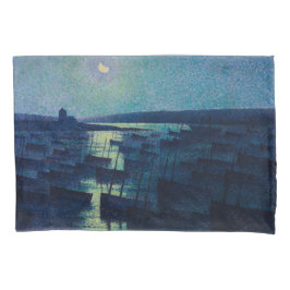 Fischerboote im Mondlicht (Camaret, Frankreich) Kissenbezug