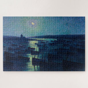 Fischerboote im Mondlicht (Camaret, Frankreich) Puzzle