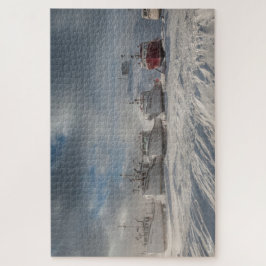 Fischerboote im Schnee Puzzle