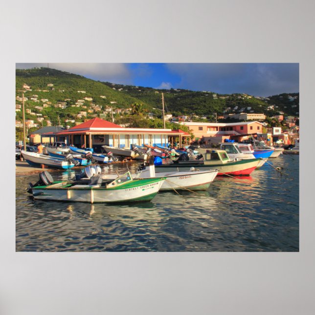Fischerboote in Französisch, St. Thomas USVI Poster (Vorne)