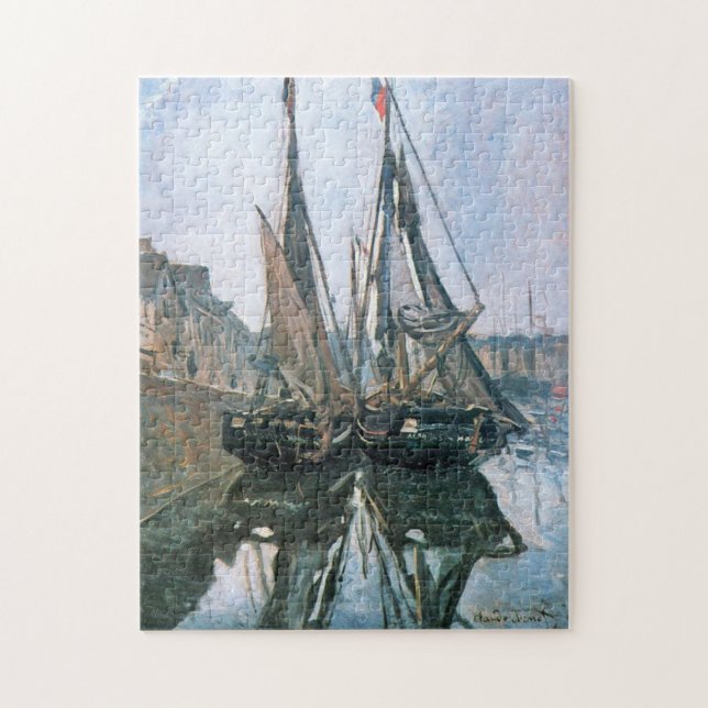 Fischerboote in Honfleur 1868 Monet Fine Art Puzzle (Vertikal)
