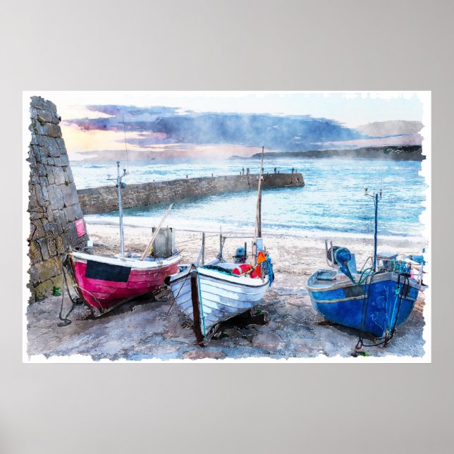 Fischerboote - Sennen Cove, Cornwall, Vereinigtes  Poster (Vorne)