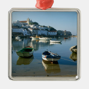 Fischerdorf Ferragudo, Algarve, Portugal Silbernes Ornament