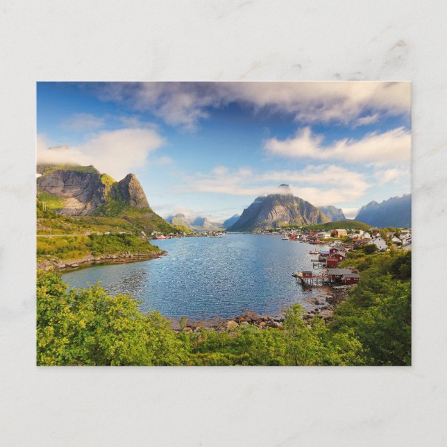 Fischerdorf Reine auf den Lofoten-Inseln, Norwegen Postkarte (Vorderseite)