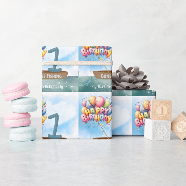 Fischerei 1. Geburtstag Geschenkpapier (Babyparty)