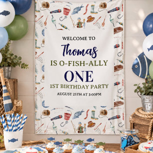 Fischerei 1. Geburtstag   O-Fisch-ally One Party Banner