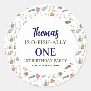 Fischerei 1. Geburtstag   O-Fisch-ally One Party Runder Aufkleber