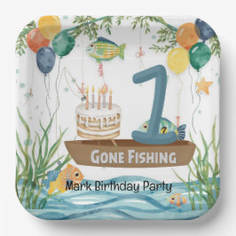 Fischerei 1. Geburtstag Pappteller