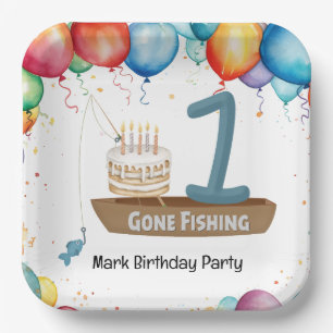 Fischerei 1. Geburtstag Pappteller