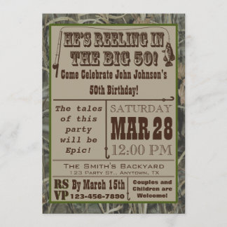 Fischerei 50. Geburtstag Einladung mit Camouflage