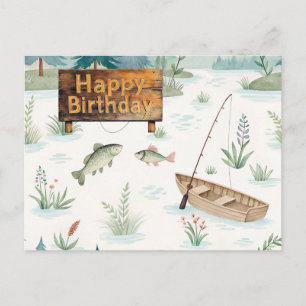 Fischerei Alles Gute zum Geburtstag Thema Angler Postkarte
