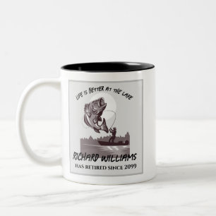 Fischerei am Fisherman-See Vintages Geschenk Zweifarbige Tasse
